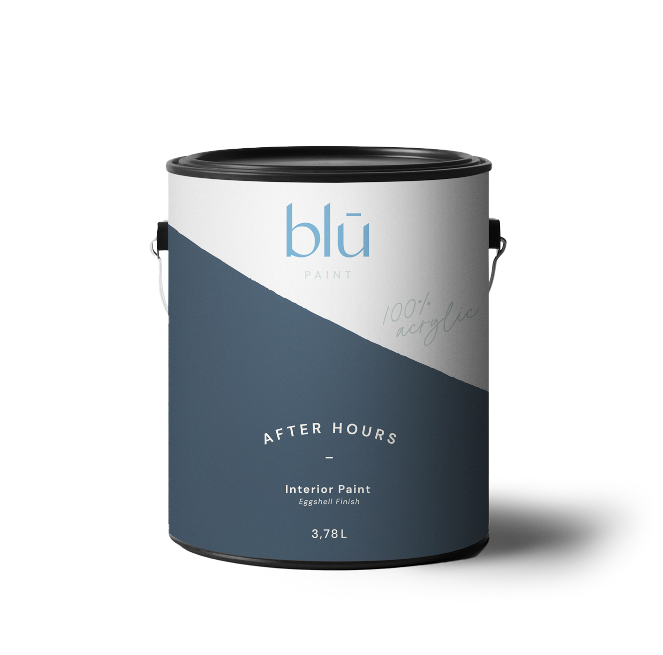 Blu Paint can of After Hours interior paint dark blue with eggshell finish in 3.78 liter size