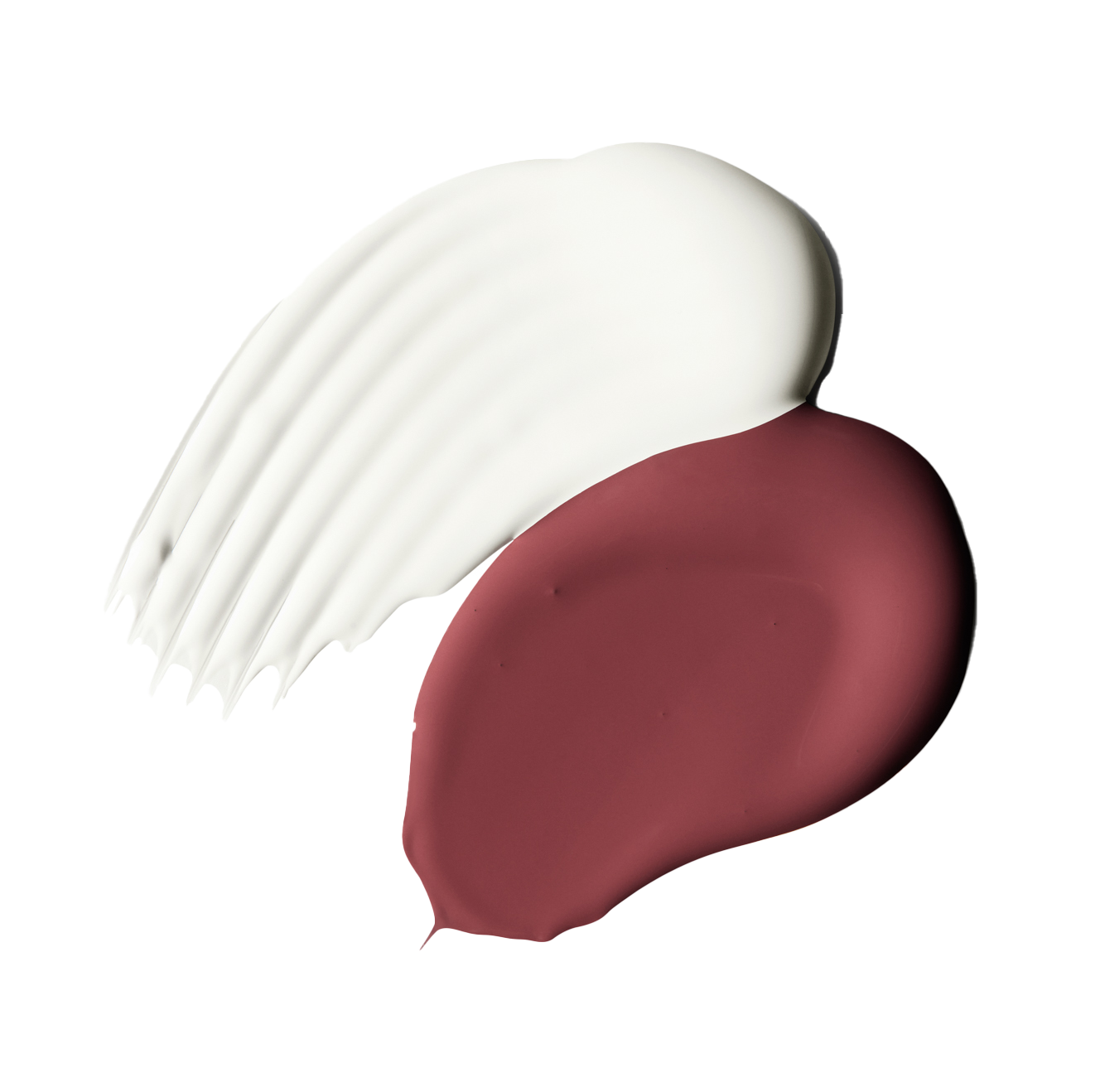 White and deep red paint swatches on black background for Bold Era interior paint by Blu Paint