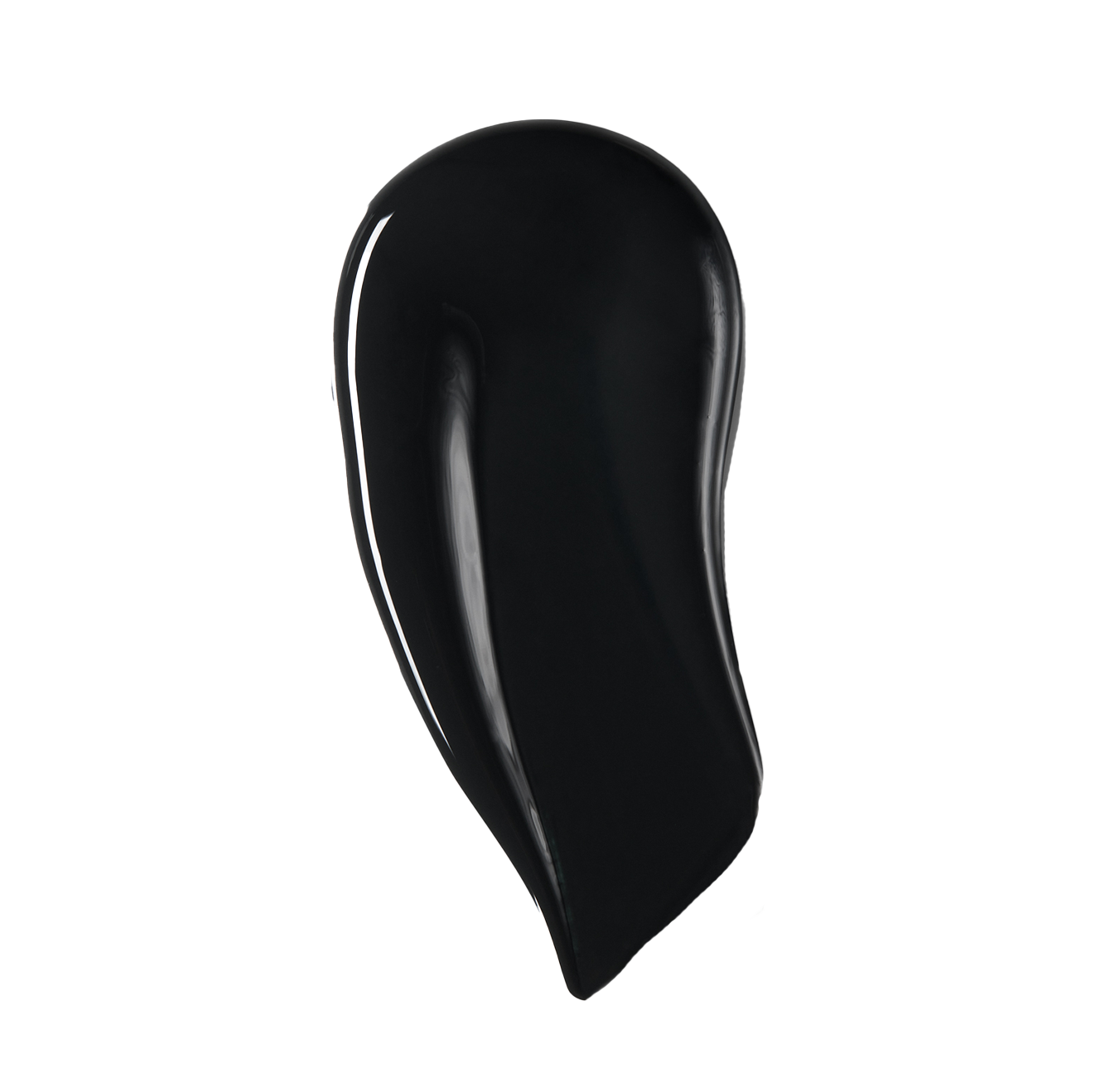 Glossy black paint smear on black background showcasing Blu Paint Kate interior paint texture