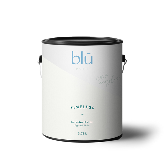 Blū Paint timeless interior paint in a 3.78 liter can with eggshell finish for elegant home decor
